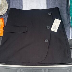 a new day Black Mini Skirt with Button Detail